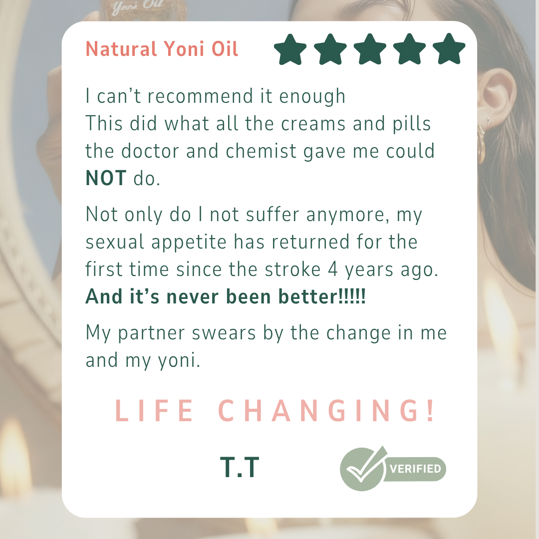 I have been suffering with constant injections both fungal and bacterial in the groin, armpits, under my breasts and yoni since having a stroke .

Then I came across this oil and I can’t recommend it enough.

This did what all the creams and pills the doctor and chemist gave me could NOT do. 
my sexual appetite has returned for the first time since the stroke 4 years ago life changing.