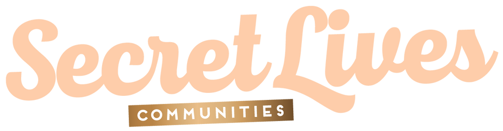 Logo for 'Secret Lives Communities' with a peach-colored text on a white background Gaiae Homepage 