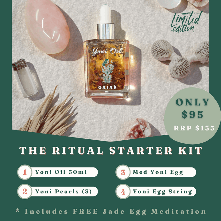 A complete beginner’s ritual — now with a guided jade egg meditation

Your sacred beginning starts here. This limited-edition bundle is crafted for the woman ready to reconnect to her body, release what no longer serves, and soften into self-devotion.