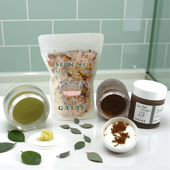 Cleanse. Exfoliate. Reclaim.
 The Self-Love Shower Set is your sacred escape from the mundane.
✨ This 3-step ritual includes:
A nourishing Botanical Soap Blend to cleanse without stripping
A smoothing Body Scrub to awaken your skin
A soothing Yoni Balm to hydrate and protect your most sensitive areas
💫 Use it for post-shave softness, cycle care, or your daily drop-in moment.
🗝️ Bonus: Choose your free crystal keychain based on your zodiac or intention — available only while stocks last.