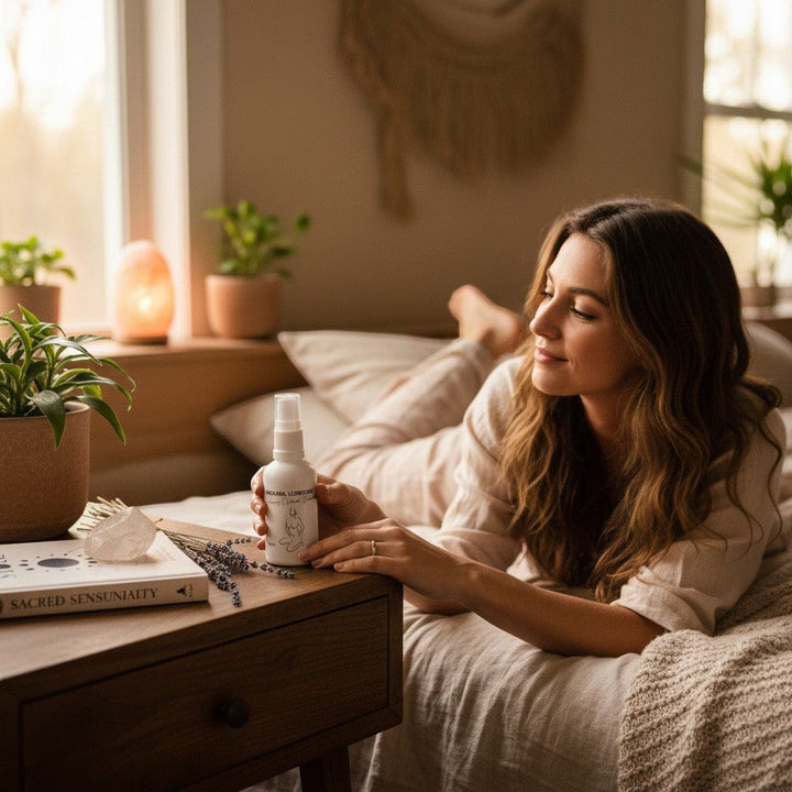 Gaia warming clitoral arousal oil stimulant, 50ml bottle with pump dispenser. Natural botanical formula for enhanced pleasure.