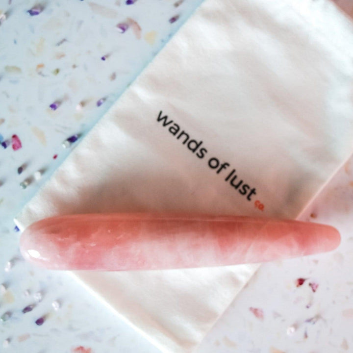 Gaiae Beginner Slim Rose Quartz Yoni Wand Crystal Pleasure Australia— Softness, Love, and the gentlest touch.