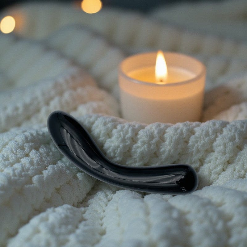 Gaiae Black Obsidian Curved Crystal Pleasure Wand • Hercules • Australia • Strength • Grounding