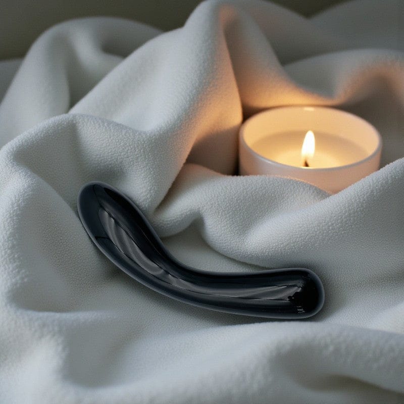 Gaiae Black Obsidian Curved Crystal Pleasure Wand • Hercules • Australia • Strength • Grounding