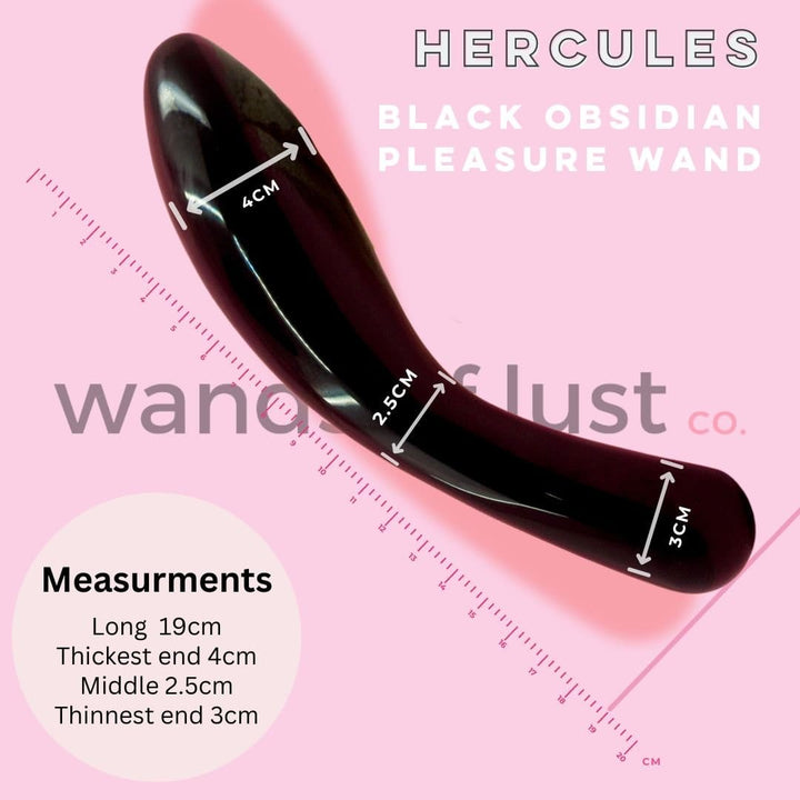 Gaiae Black Obsidian Curved Crystal Pleasure Wand • Hercules • Australia • Strength • Grounding