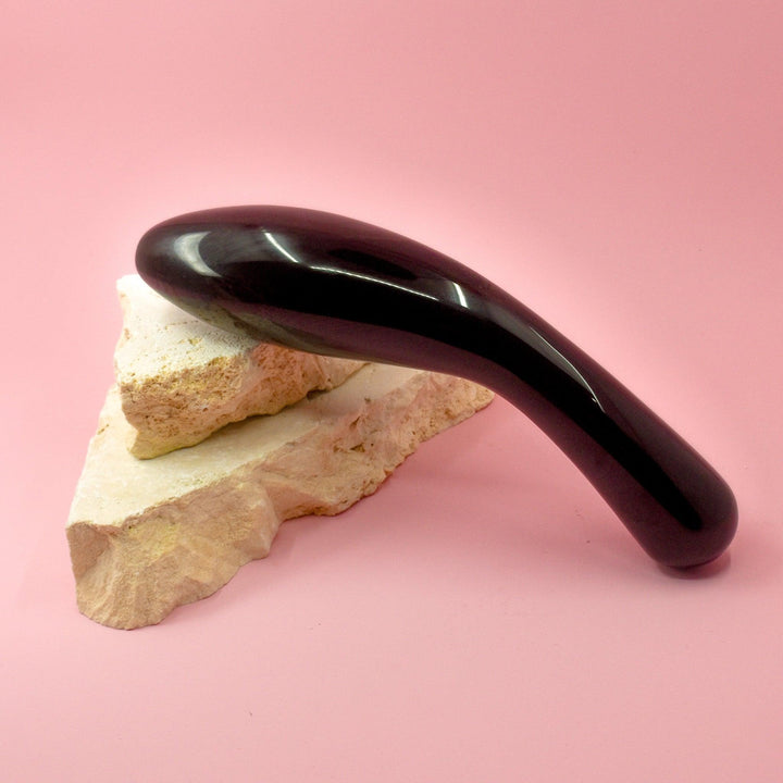 Gaiae Black Obsidian Curved Crystal Pleasure Wand • Hercules • Australia • Strength • Grounding