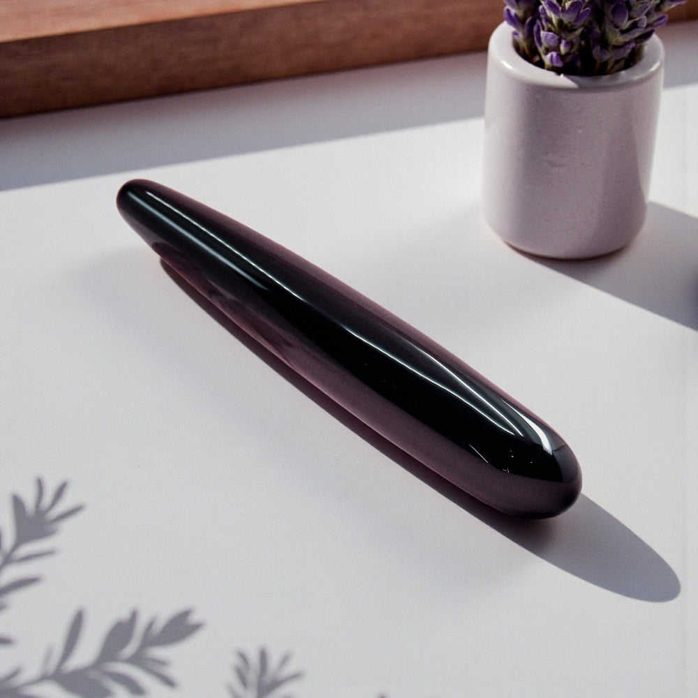 Gaiae Slim Black Obsidian Crystal Pleasure Wand • Australia • Zeus • Slim • Power • Sovereign Energy