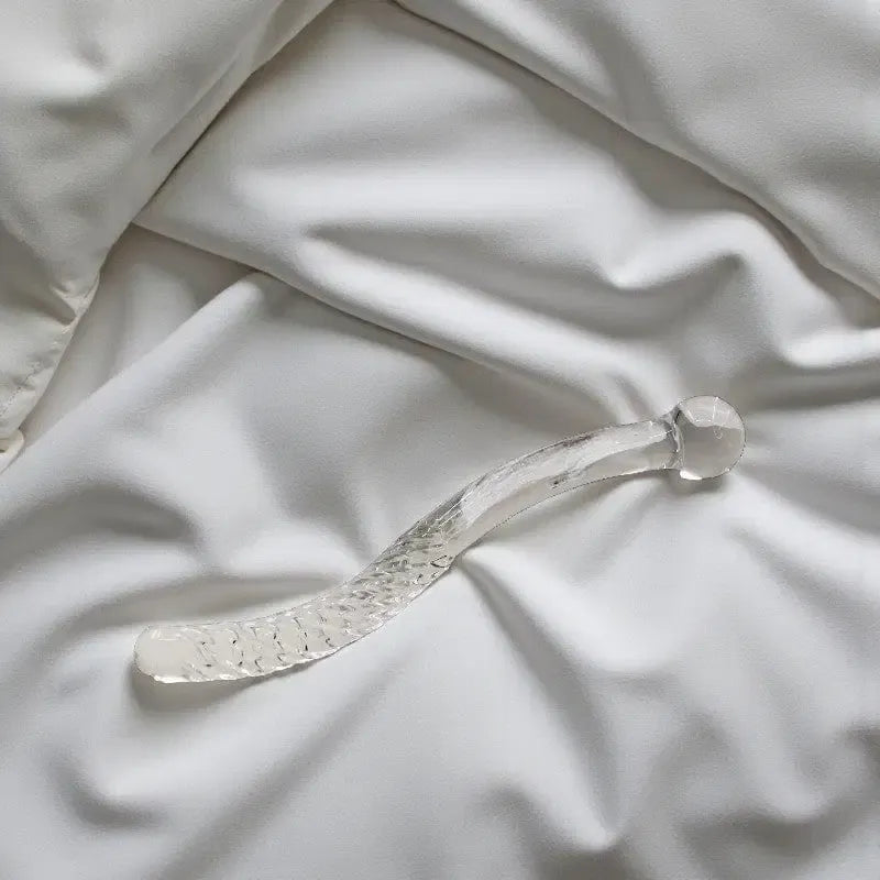 Cervical massage • G-Spot • Long Glass Wand • Gaiae white bedding fabric