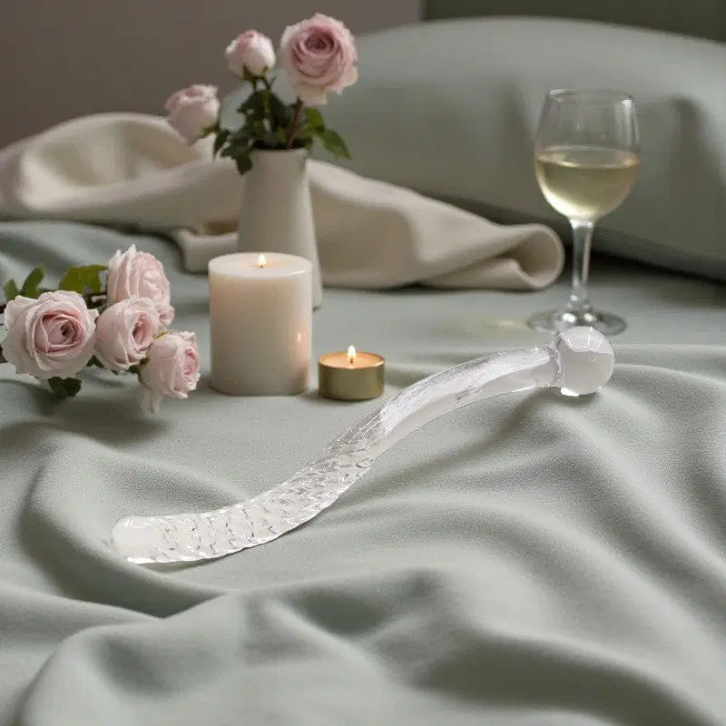 Cervical massage • G-Spot • Long Glass Wand • Gaiae .cream bed with flowers