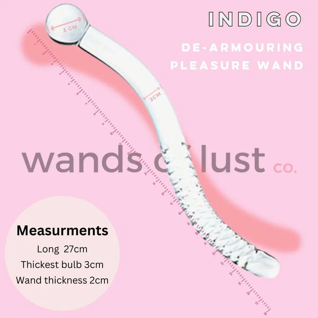 Cervical massage • G-Spot • Long Glass Wand • Gaiae pink size guide measurements