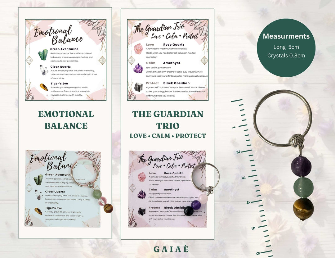 Gaiae Crystal Intention Key Ring • Keychain • Spiritual Gift under $10 • Manifestation Tool
