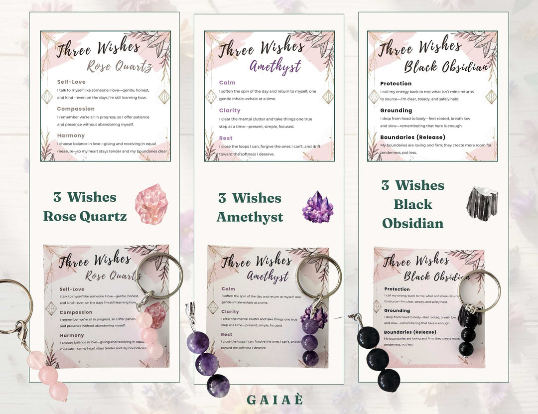Gaiae Crystal Intention Key Ring • Keychain • Spiritual Gift under $10 • Manifestation Tool