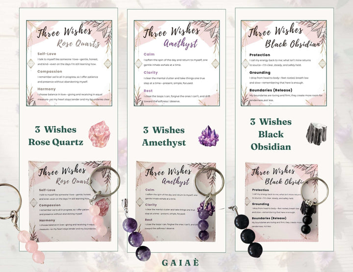 Gaiae Crystal Intention Key Ring • Keychain • Spiritual Gift under $10 • Manifestation Tool