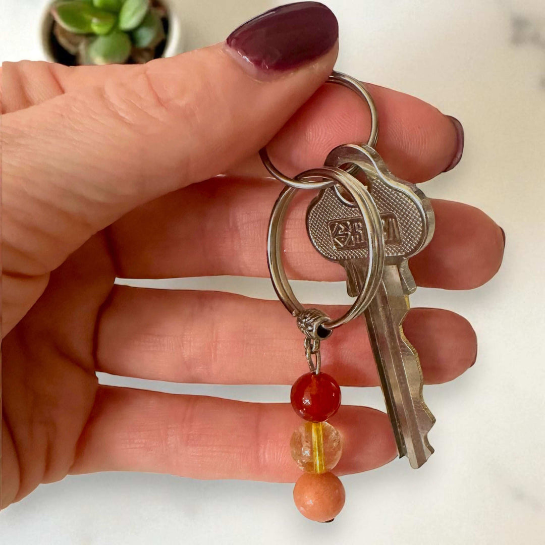 Gaiae Crystal Intention Key Ring • Keychain • Spiritual Gift under $10 • Manifestation Tool