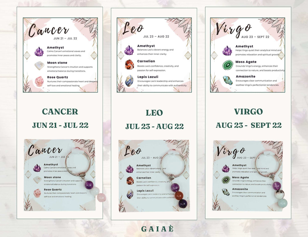 Gaiae Crystal Zodiac Key Ring • Astrology Gifts • Birthstone  ♐️ 
