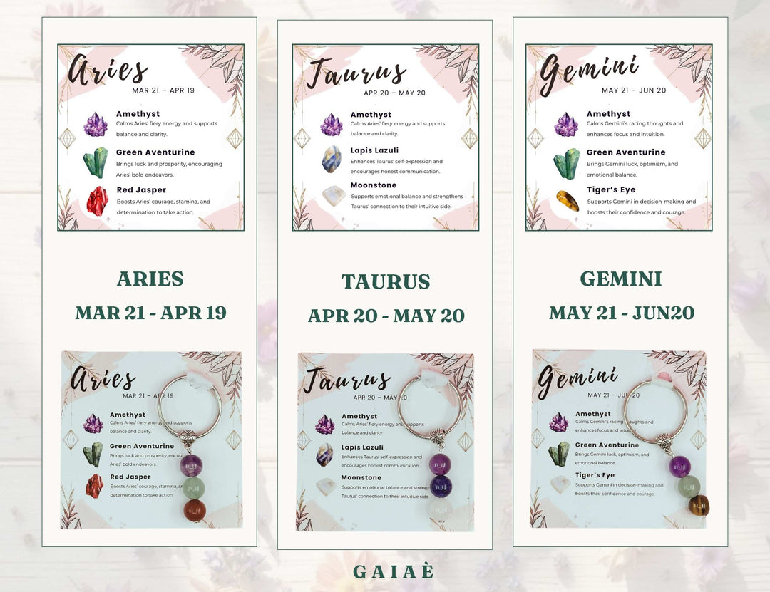 Gaiae Crystal Zodiac Key Ring • Astrology Gifts • Birthstone  ♐️ 