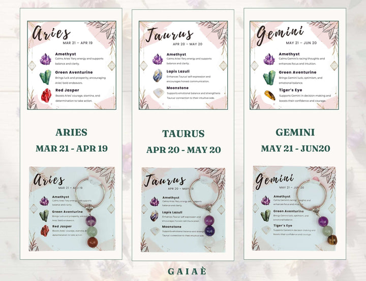 Gaiae Crystal Zodiac Key Ring • Astrology Gifts • Birthstone  ♐️ 