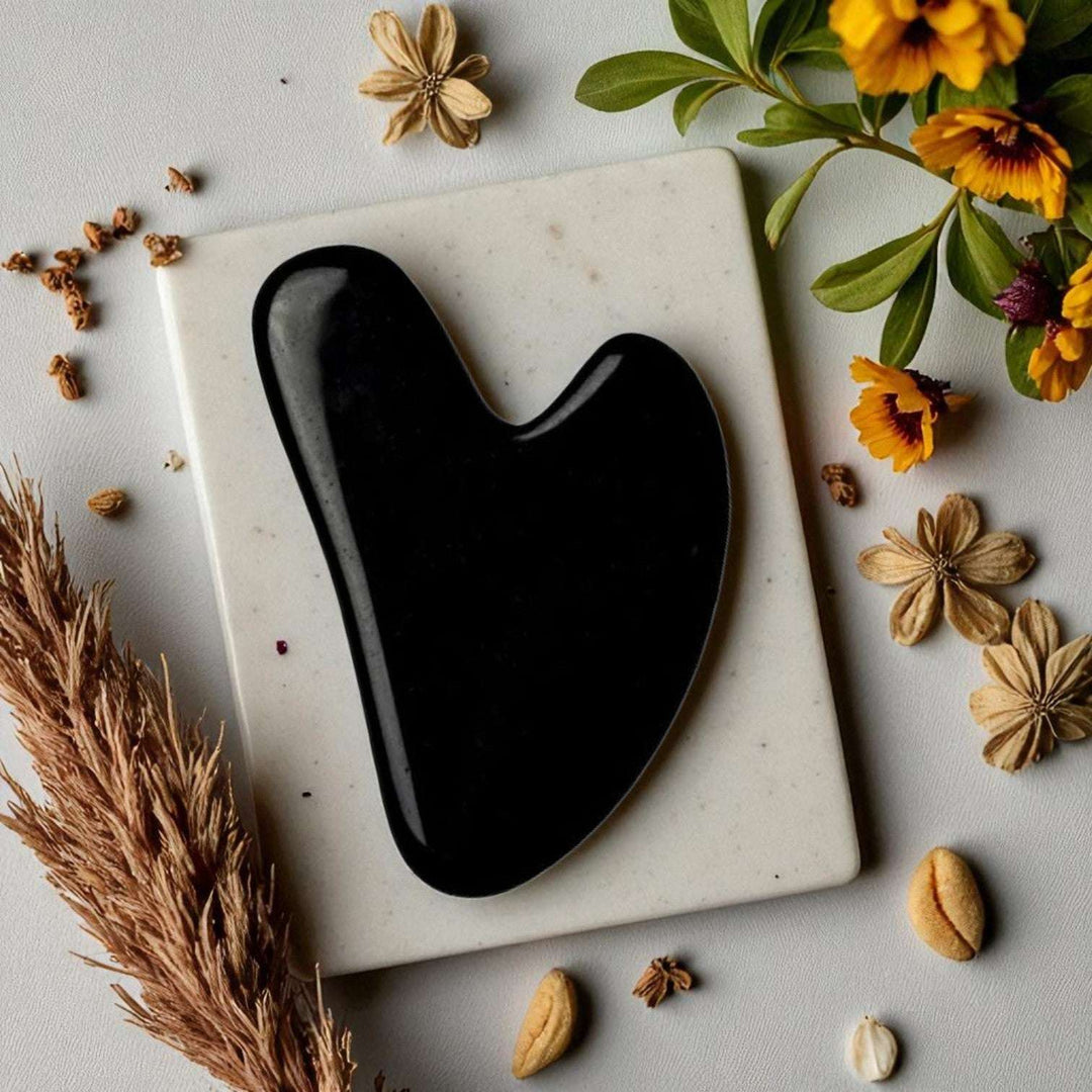 Gaiae Health & Beauty Gua Sha Facial Tool • Face Sculpting • Rose Quartz • Black Obsidian