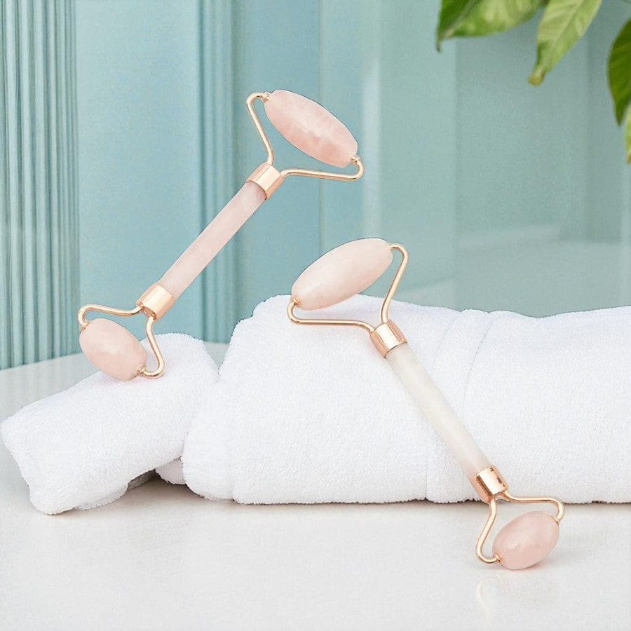 Gaiae Rose Quartz Facial Roller • Crystal • Depuffing • Natural Skin Care • Rose Quartz 