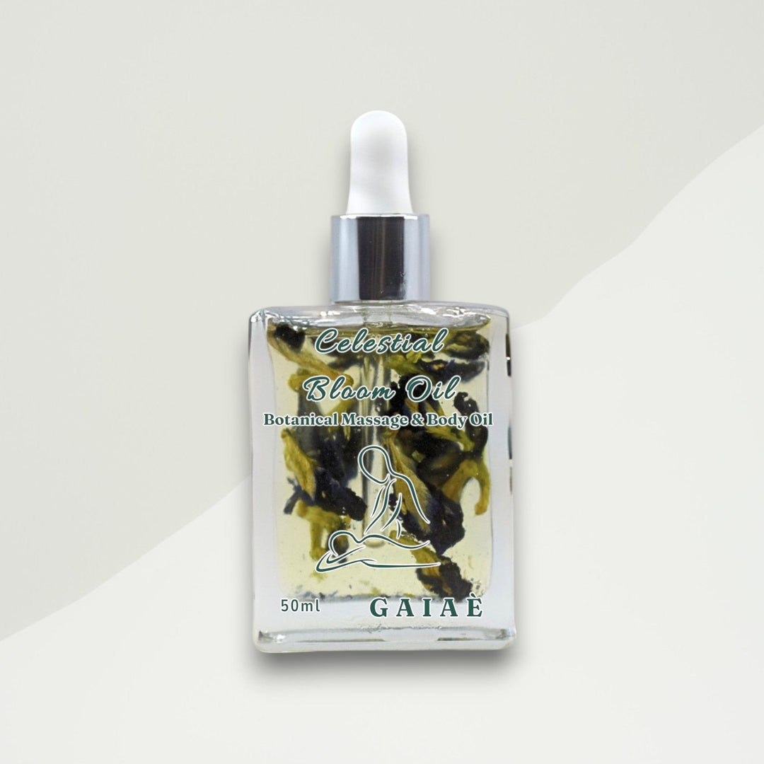 Gaiae Botanical Body Oil Sensual Massage Butterfly pea flower natural body ritual celestial bloom