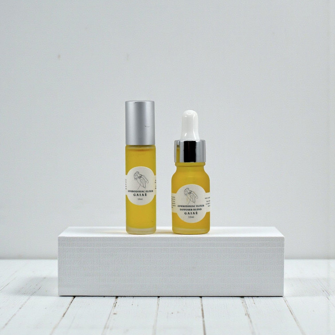 Gaiae Aphrodisiac Diffuser Blend  aphrodisiac essential oils• Open Heart. Sacred Seduction white table, and wall