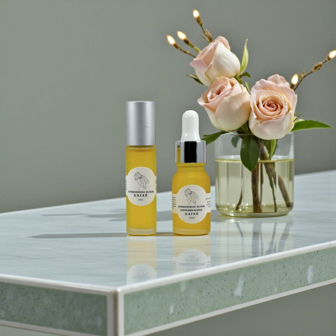 Gaiae Aphrodisiac Oils Aphrodisiac Diffuser Blend aphrodisiac essential oils • Open heart. Sacred seduction green bench flowers 