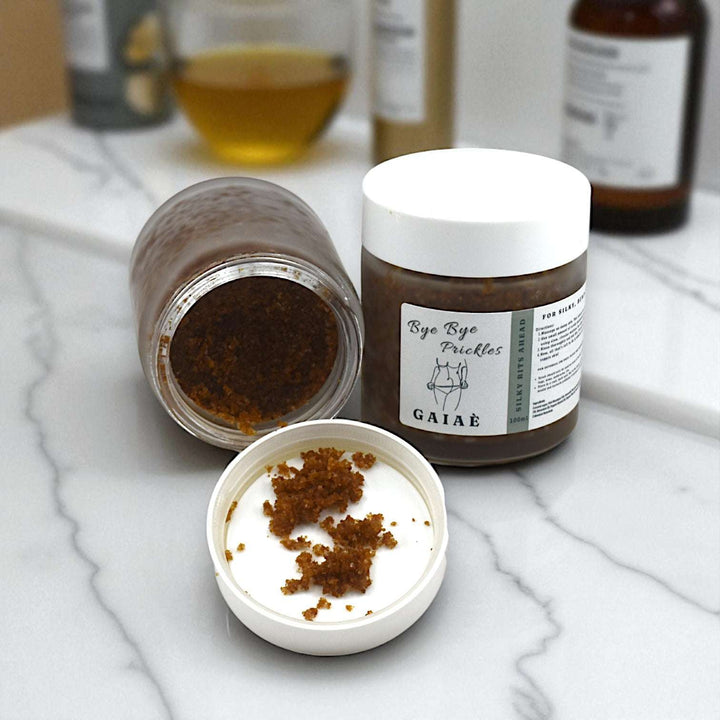 Exfoliating body scrub • Ingrown Hairs • Bikini Line • Australia • Bye Bye Prickles • Gaiae