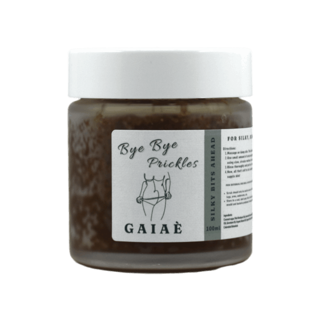 Exfoliating body scrub • Ingrown Hairs • Bikini Line • Australia • Bye Bye Prickles • Gaiae