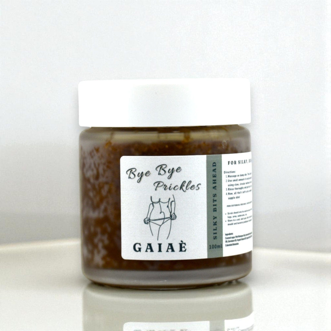 Exfoliating body scrub • Ingrown Hairs • Bikini Line • Australia • Bye Bye Prickles • Gaiae