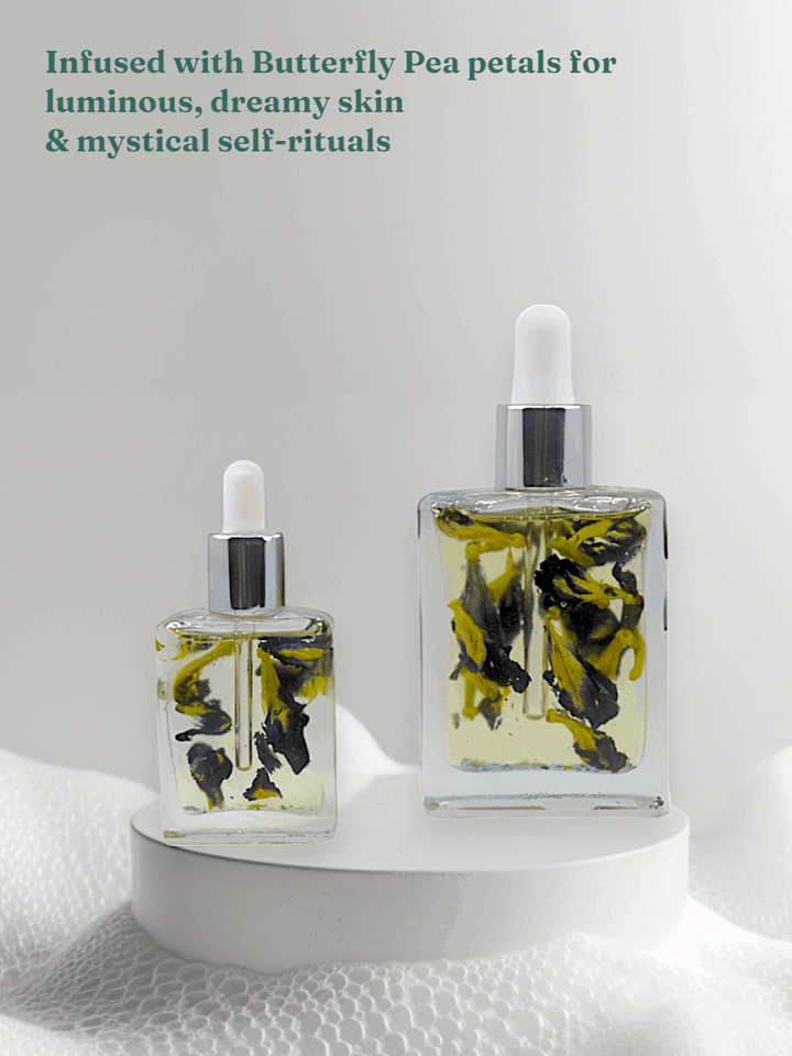Gaiae Botanical Body Oil Sensual Massage Butterfly pea flower natural body ritual celestial bloom