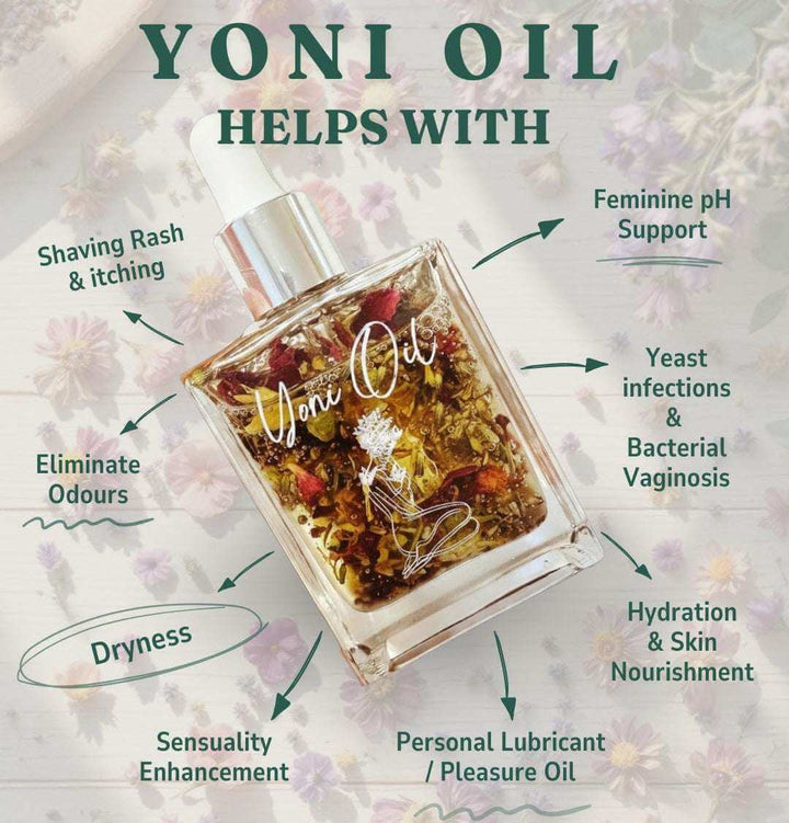 Natural Yoni Oil (Vulva Oil) bottle with benefits like hydration, pH support, and sensuality enhancement. Gaiae Jade Yoni Egg Ritual Set • Nervous System Regulation  Yoni Ritual Kit • Yoni Care Bundle • Self-Love Gift Set • Rose Quartz Egg Set