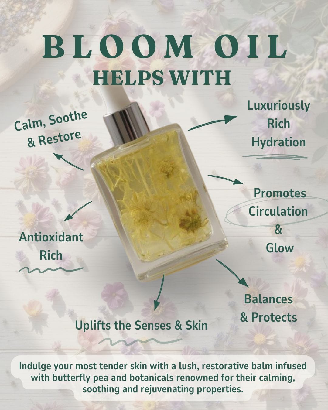 Gaiae Botanical Body Oil Sensual Massage Butterfly pea flower natural body ritual celestial bloom Gaiae Sacred Body Oil • Bloom Botanical Massage • Chrysanthemum • Botanical Ritual • Heart Opening Blend