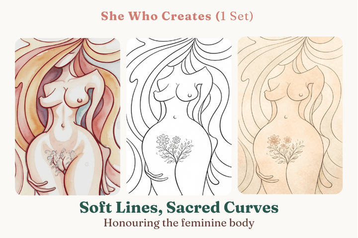 Gaiae Embodied Colouring • Feminine Body • Journal • Ritual • Mindful • Soft Lines, Sacred Curves • Printed + Posted