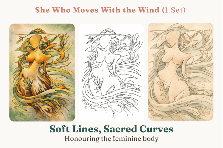 Gaiae Embodied Colouring • Feminine Body • Journal • Ritual • Mindful • Soft Lines, Sacred Curves • Printed + Posted