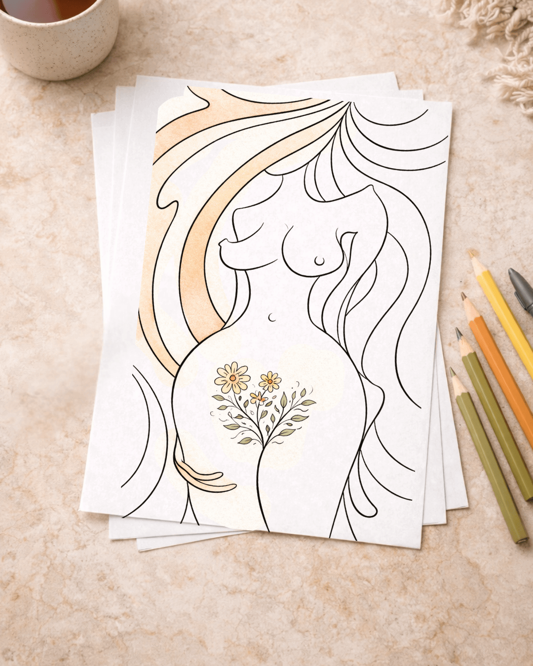 Gaiae Embodied Colouring •Feminine Body Colouring • Journal • Ritual • Mindful • Soft Lines, Sacred Curves • Printed + Posted