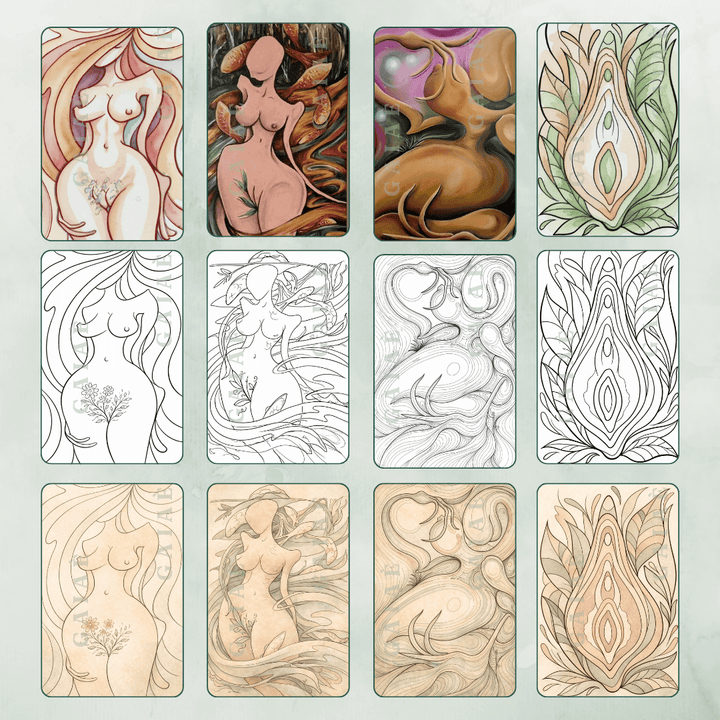 Gaiae Embodied Colouring •Feminine Body Colouring • Journal • Ritual • Mindful • Soft Lines, Sacred Curves • Printed + Posted