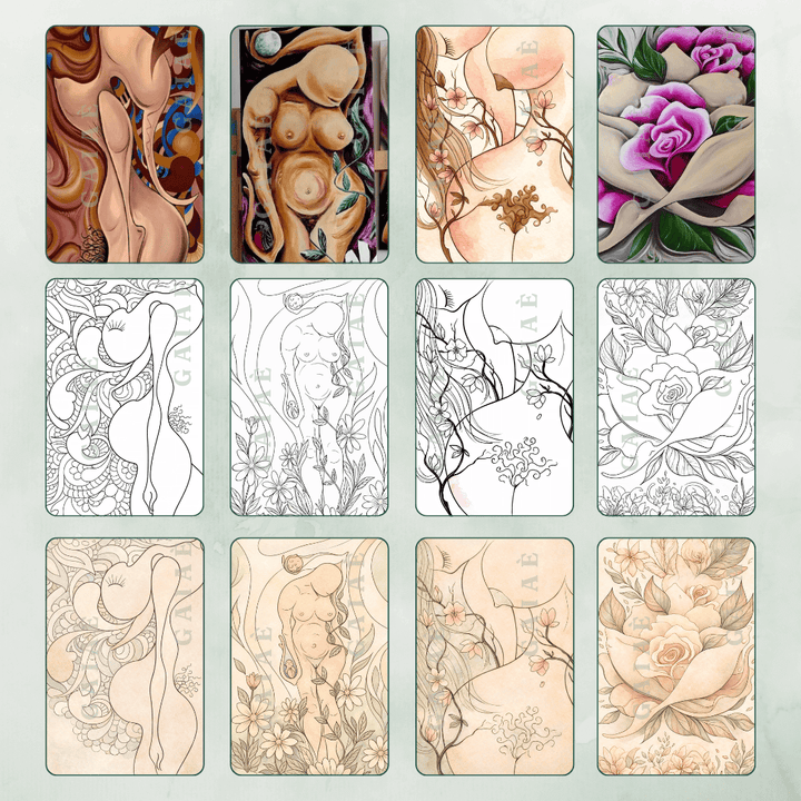 Gaiae Embodied Colouring •Feminine Body Colouring • Journal • Ritual • Mindful • Soft Lines, Sacred Curves • Printed + Posted