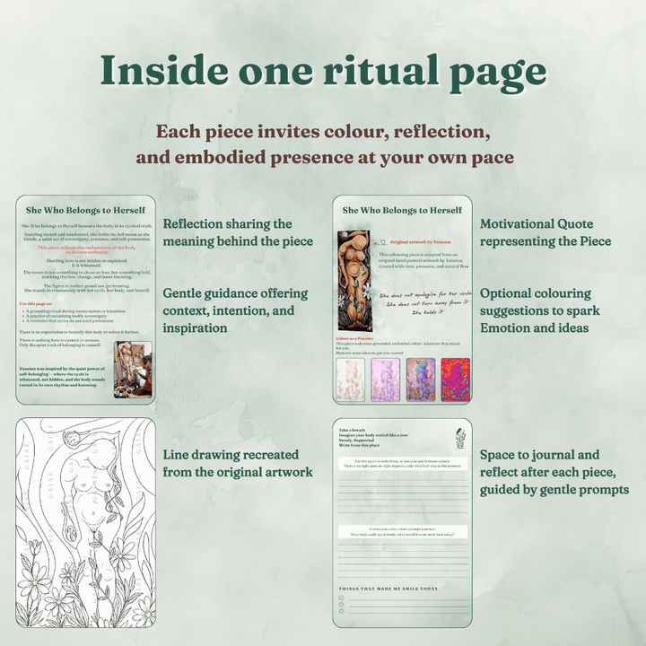 Gaiae Embodied Colouring •Feminine Body Colouring • Journal • Ritual • Mindful • Soft Lines, Sacred Curves • Printed + Posted