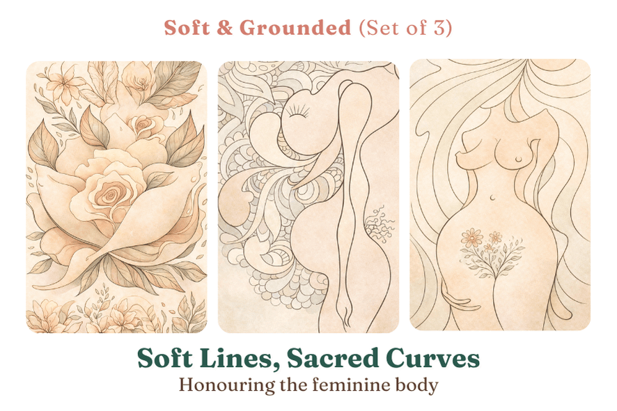 Gaiae Embodied Colouring • Feminine Body • Journal • Ritual • Mindful • Soft Lines, Sacred Curves • Printed + Posted