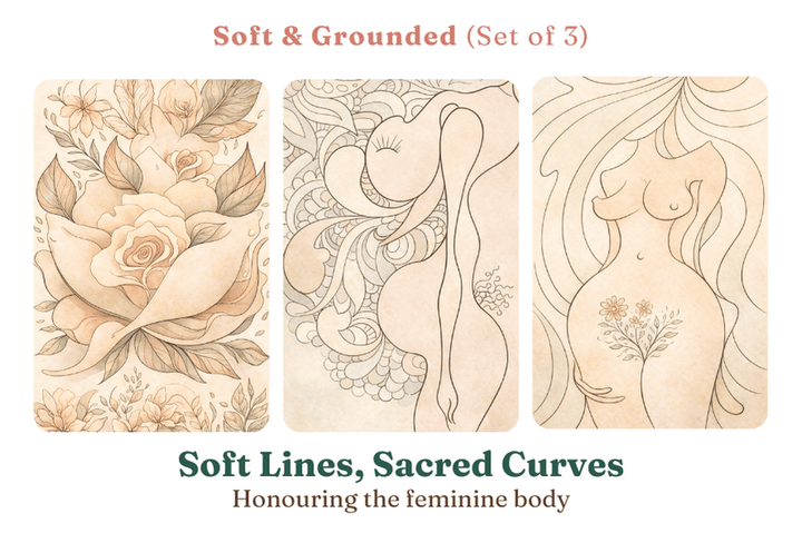 Gaiae Embodied Colouring • Feminine Body • Journal • Ritual • Mindful • Soft Lines, Sacred Curves • Printed + Posted