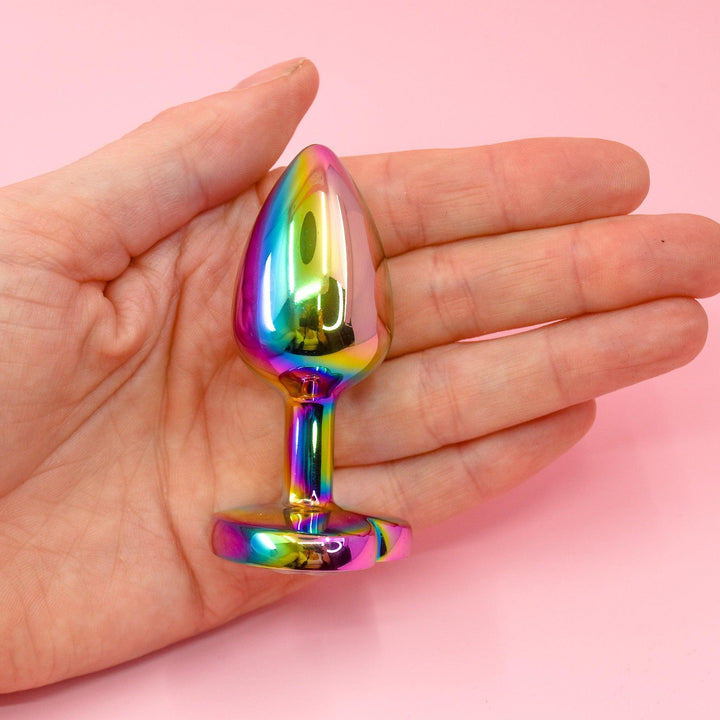 Rainbow Heart Butt Plugs - Set Of 3 Stainless steel - Wands of Lust Co