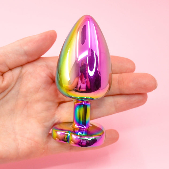 Rainbow Heart Butt Plugs - Set Of 3 Stainless steel - Wands of Lust Co