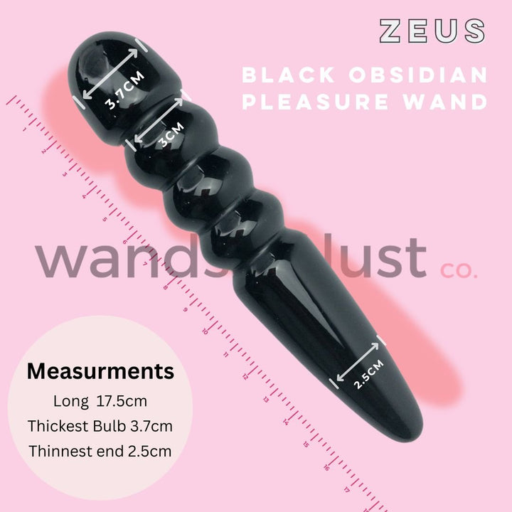 Zeus Black Obsidian Crystal Wand - Wands of Lust Co